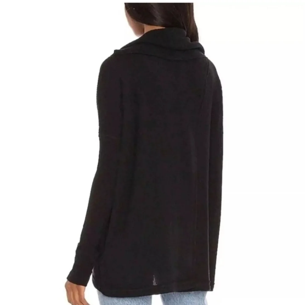 Free People We The Free Juicy Ribbed Cowl Neck Oversized Top Black S NWT